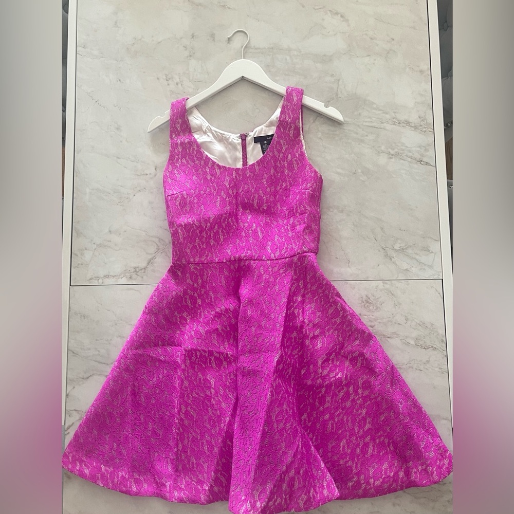 Aqua Pink Floral Lace Skater Skirt